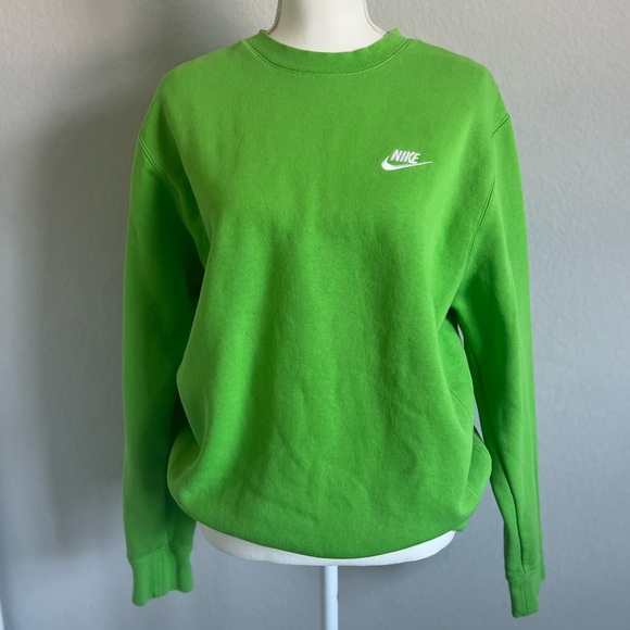 Unisex Nike Lime Green Green Boxy Oversized Long Sleeve Sweatshirt - Picture 1 of 12